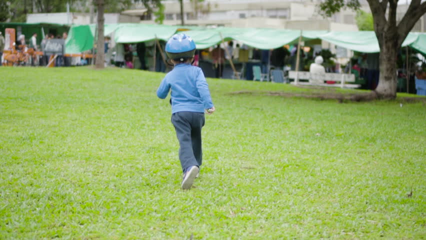 Boy running in slow motion