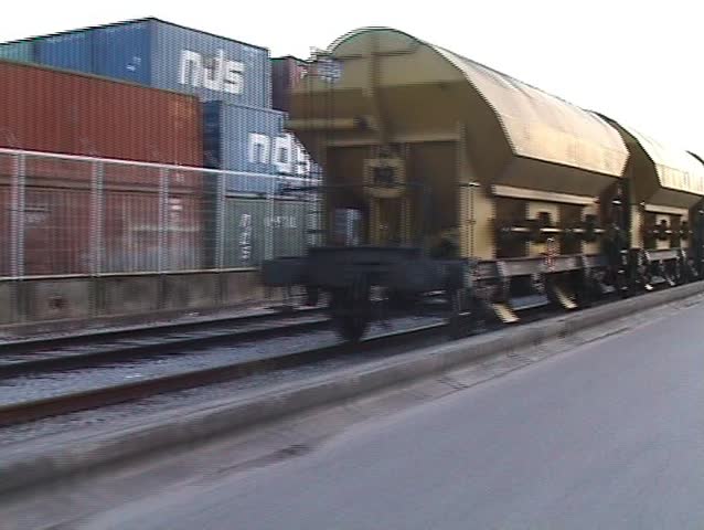Freight train in harbor