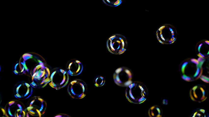 Colorful Soap Bubbles Fly Across Stock Footage Video (100% Royalty-free