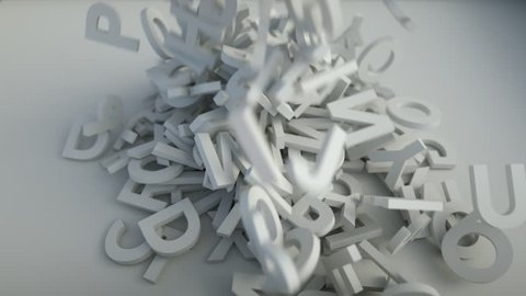 Fun falling letters. A stream of dynamic letters slowly falling into a pile. The letters pile up as more and more cascade down, bouncing off each other and then settling. See portfolio for even more!