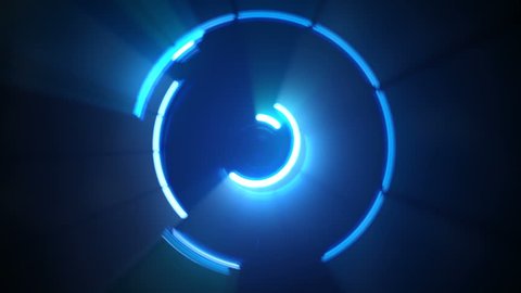 Spinning blue light lines. Abstract motion background seamless loop 4k UHD (3840x2160)