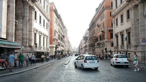 Rome, Italy - September 8, 2017: Via Nazionale street. It is a street in Rome from Piazza della Repubblica leading towards Piazza Venezia