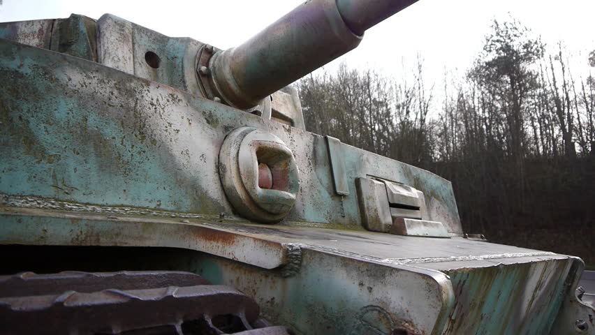Close-up of an old German tank from World War 2 located in Vimoutiers France.