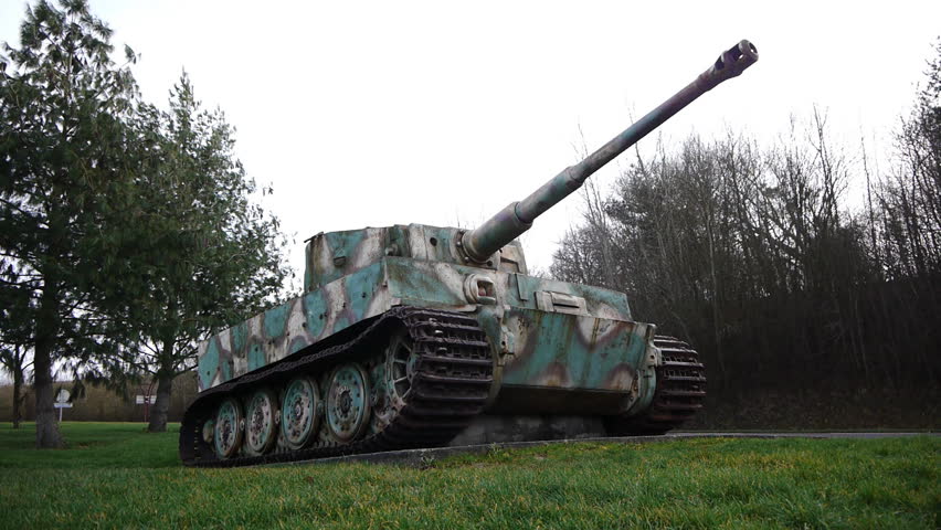 Old German tank from World War 2 located in Vimoutiers France. The tank is a