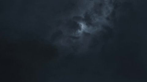 Thunderstorm sky clouds at night with lightning realistic animation Timelapse - new quality unique nature view video footage