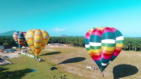 4k aerial view Hot Air Balloon fun fly Stock Video