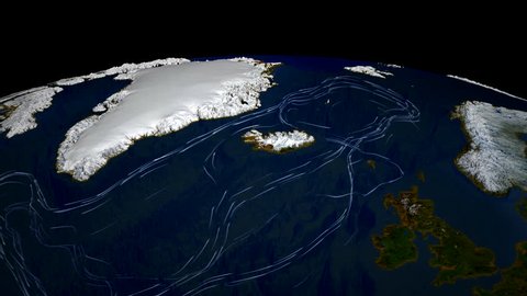 Main ocean currents of the World Ocean. Animation of currents of the World Ocean. Elements of this image furnished by NASA
