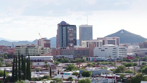 Tucson, Arizona city landscape during the day 4K drone footage