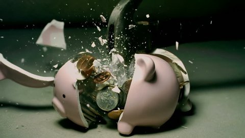 Piggy Bank Hit With Hammer Super Slow Motion 2000fps