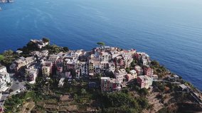 Aerial view of Manarola in Cinque Terre Italy