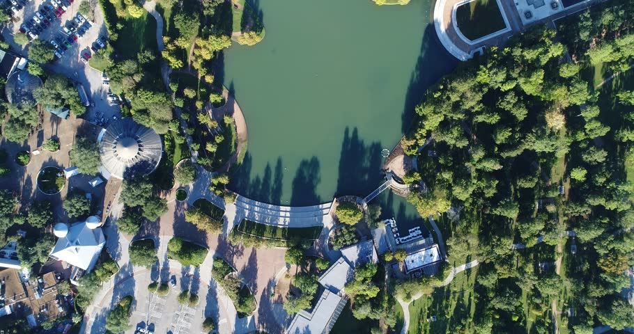 High quality 4k video footage of aerial view in Herman Park, Houston zoo and Medical center at Downtown Houston, Texas