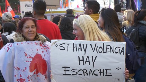 Buenos Aires, CIRCA May 2017: Demonstration against Femicide in Argentina. Ni una menos "Not one woman less" is an Argentine feminist movement, which has spread across several Latin American countries