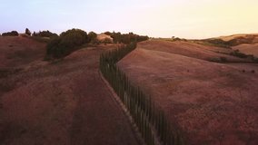 Aerial Flight Over Tuscany Fields
