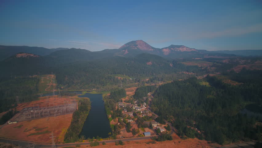 Aerial Oregon Gorge Forest Fire Smoke September 2017 Sunny Day Wide Angle 4K Inspire 2 Prores