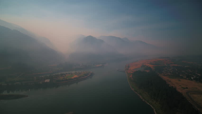 Aerial Oregon Gorge Forest Fire Smoke September 2017 Sunny Day Wide Angle 4K Inspire 2 Prores