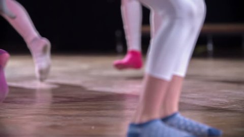 Young Girls Dancing Socks On Stage Stock Footage Video (100