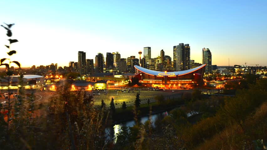 Calgary city skyline at twilight time, Alberta,Canada