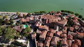 Aerial view of Passignano sul Trasimeno Tuscany Italy