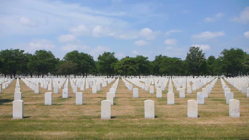 Cemetery location, Fort Snelling Minnesota, war veteran memorial gravestones.
