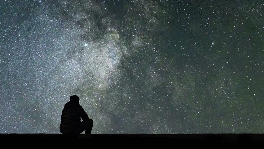 Man looking at the stars. Alone man looking at starry sky. Night sky. | Shutterstock HD Video #32151379