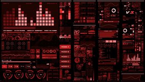 Red futuristic interface/Digital screen/Detailed abstract background. Blinking and switching indicators of command center computer,processing data, AI. - Powered by Shutterstock - Get 15% off with code: PIKWIZARD15