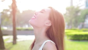 video of beauty woman smile and feel carefree