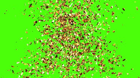 Golden Confetti Party Popper Explosion on a Green and Black Backgrounds. 3d animation, Full HD 1080. look for more options in my portfolio