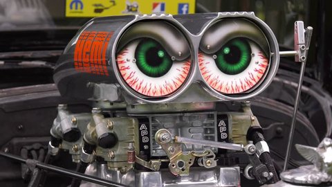 dodge muscle car engine intake hemi custom crazy eyes