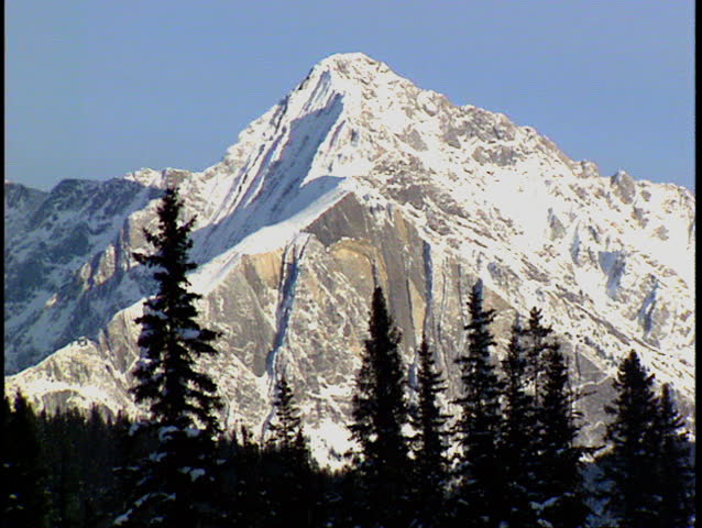 Medium close shot of Mount Ishbel in Banff National Park Canada
