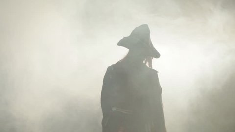 The pirate goes to the fog.