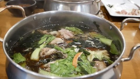 hot boiling of meat and vegetable,sukiyaki food