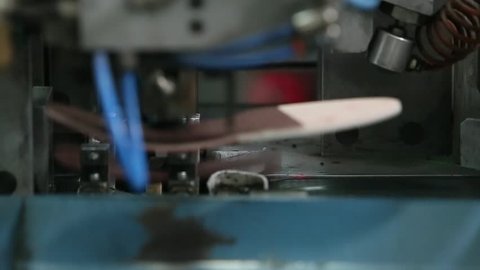 A close-up view of the process of manufacturing insoles