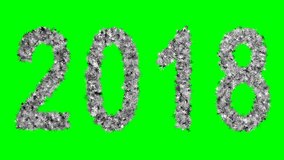 2018 New Year inscription consisting of flickering snowflakes on a green background. Optimal for using in screen mode. 4K, 3840x2160. Symbol 2018 New Year. Looped video.