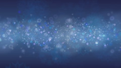 A motion of snowflakes background. Snow is slowly flying forward. Computer generated seamless loop abstract animation.