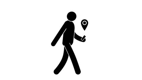People icon comes with smartphone and GPS signal. Loop animation with  included alpha channel.