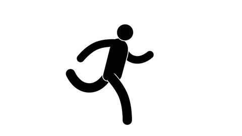 Pictogram man running cycle. Loop animation with  included alpha channel.