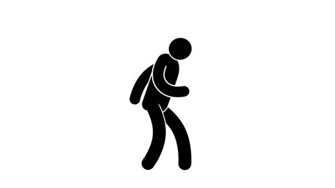 Joyful Pictogram man dances by steps. Loop animation with  included alpha channel.