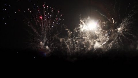 Fireworks Display - Medium Sequence, Red Explosions