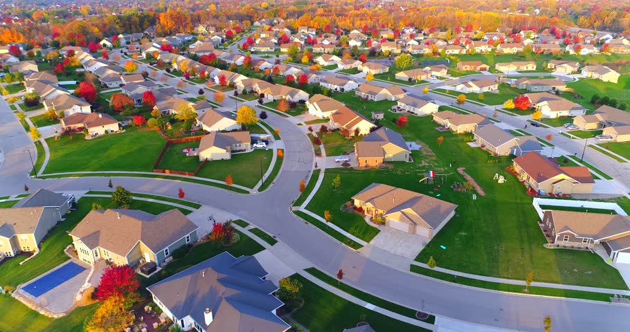 Tranquil Idyllic Neighborhood Amid Colorful Stock Footage Video (100% ...