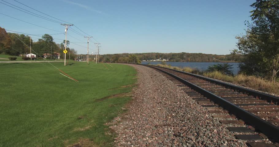 Railroad Tracks On The Bank Of The Mississippi River