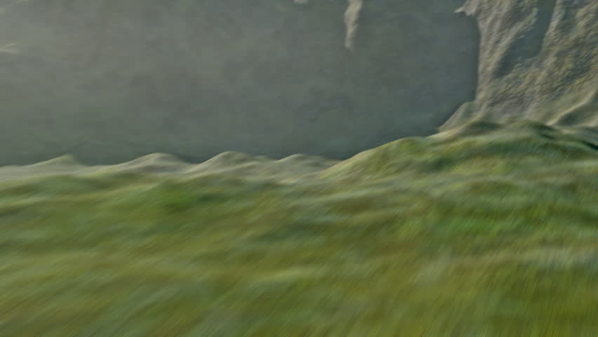 3d Animated aerial of a landscape of barren mountains. 