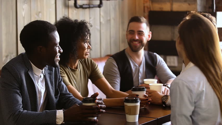 Multiracial Friends Drinking Coffee Together Stockvideoklipp (helt  royaltyfria) 32241940 | Shutterstock