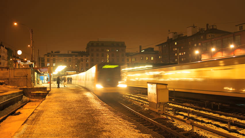 Metro station time lapse at night