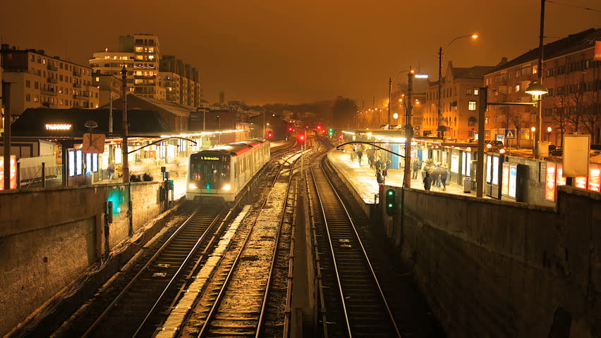 Metro station time lapse at night