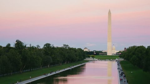 Day to Night timelapse: Washington Monument in the US capital, Columbia District.