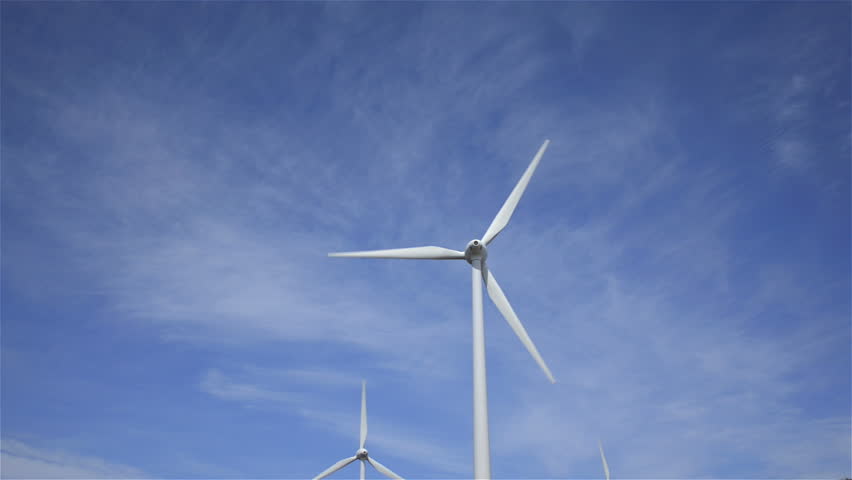 Windmills/ Wind Turbines set against blue skies at the Albany Wind Farm in