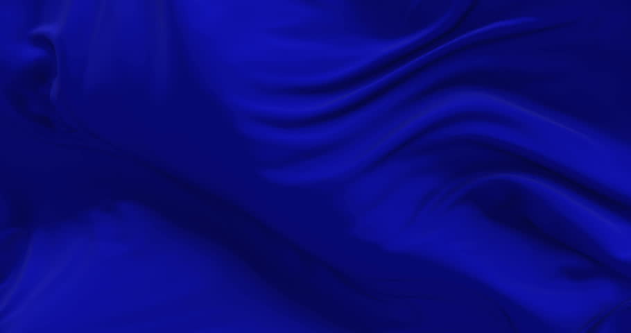 Blue cloth or silk flag waving at wind in slow, loop