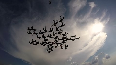 skydiving big formation in free fall
