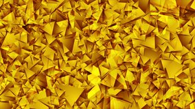Abstract shiny golden low poly motion background. Video animation Ultra HD 4K 3840x2160