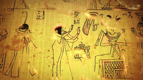 Animation Of Funerary Papyrus From Ancient Egypt. Book Of The Dead With Osiris God